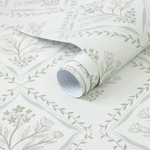 Kitico Peel and Stick Retro Bohemian Wallpaper Light Beige Contact Paper Flower by Kitico