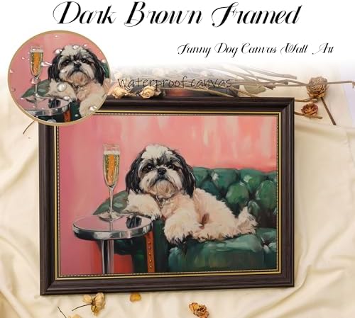 Dark Brown Framed-Funny Dog Wall Art, Whimsical Dog - Image 4