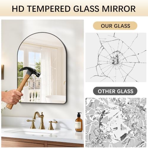 FORBATH Arched Bathroom Mirror 20x28 Inch, Bathroom Mirror Wall Mounted Modern - Image 4