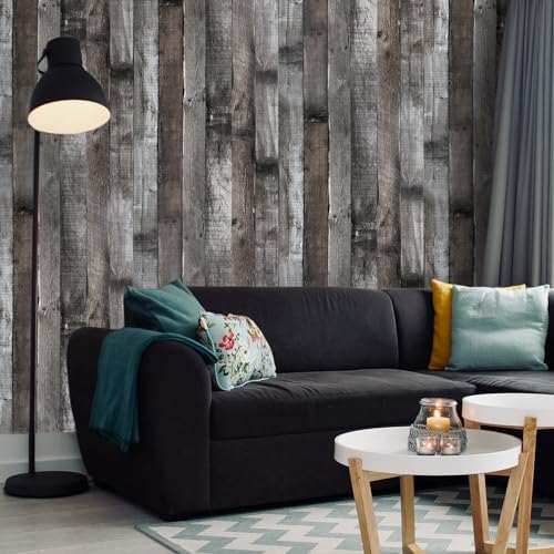 Yun-aeon Natural Wood-Dark Grey Contact Paper Peel and Stick Wallpaper - Image 4