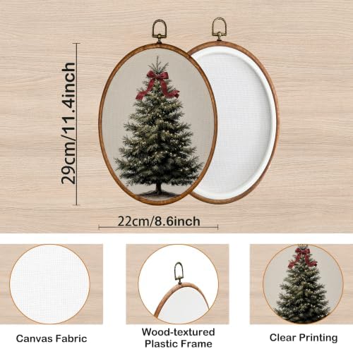 KSDUT Vintage Moody Christmas Evergreen Tree Oval Wall Art 8.6"x11.4" - Image 7