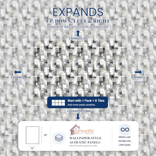 PINWELIFE® Acoustic Art Tiles – 8-Pack 12"x16" Sound Absorbing Panels, Seamless - Image 5