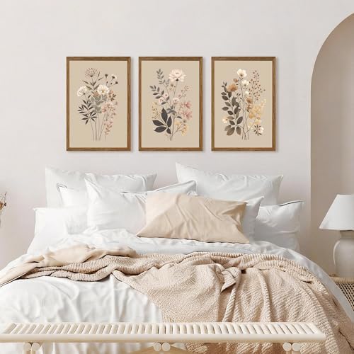 AVECCO 3 Piece Sage Eucalyptus Botanical Framed Canvas Wall Art 16x24 in - Image 2