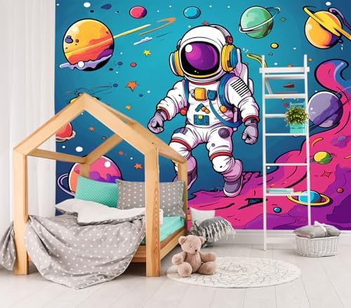 XMPMBM-3d Cartoon Astronauts Starship Nursery Room Fabric Wallpaper by Moredurableandtear-resistantthantraditionalwallpaperwithexcellentadhesion
