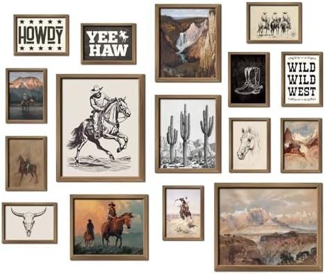 ANERZA 16 PCS Framed Western Wall Art Decor, Southwestern Gallery Wall Frame by ANERZA