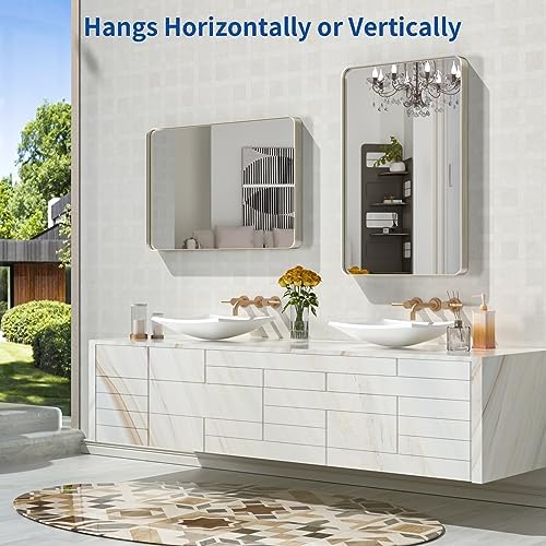 WEER Brushed Nickel Bathroom Vanity Mirror 20X30 Inch - Image 5