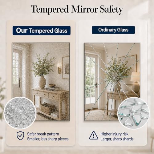 40"x30" Brushed Nickel Framed Rectangle Bathroom Vanity Wall Mirror - Image 6