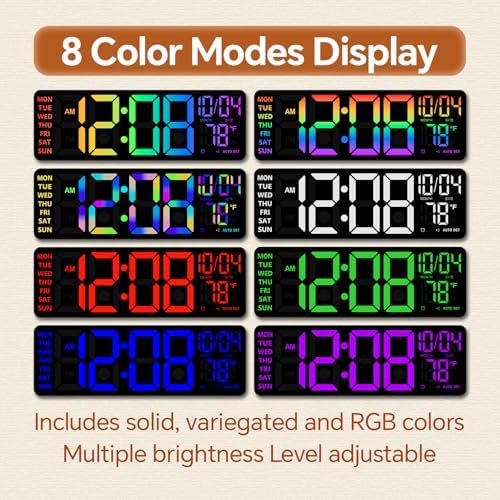YISILE 16 Inch RGB LED Digital Wall Clock - Image 3