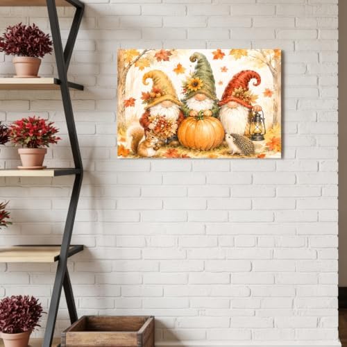 Thanksgiving Gnomes Canvas Wall Art, Made in USA, Fall Pumpkin Squirrel Maple - Image 6