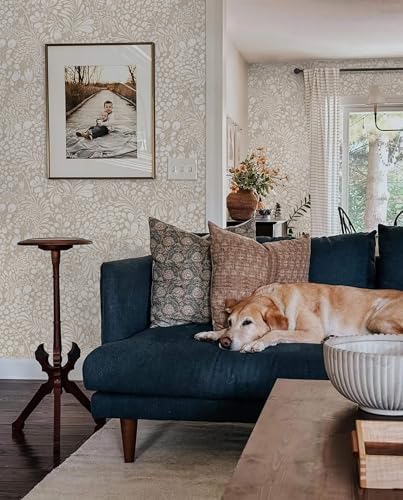 Heroad Peel and Stick Wallpaper Boho Beige Contact Paper Floral Wall Paper - Image 4