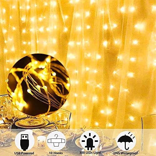 HOME LIGHTING Window Curtain String Lights, 300 LED 8 Lighting Modes Fairy - Image 2