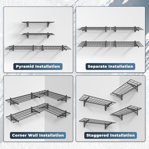 Jusgym 4 Pack Garage Shelving Wall Mounted, 1400LB Heavy Load - Image 6
