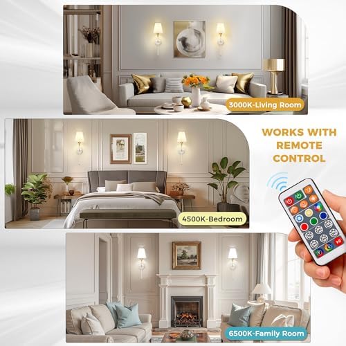 Battery Operated Wall Sconce: Set of 2 Wireless Wall Light 12000mAh - Image 6