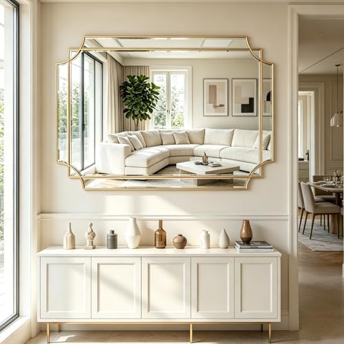 48"x32" Large Rectangle Beveled Mirror - Image 5
