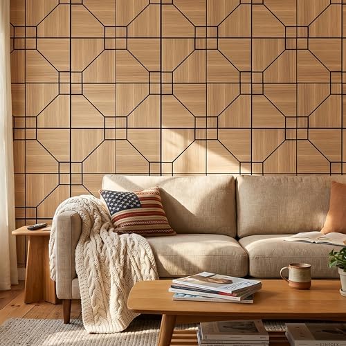 WoveN SounD Acoustic Wall Panels, Natural Oak, 16 Pack, 12x12 in - Image 3