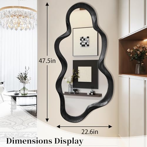 Irregular Wooden Fram Wall Mirror Modern Asymmetrical Cloud Hanging Mirror - Image 7