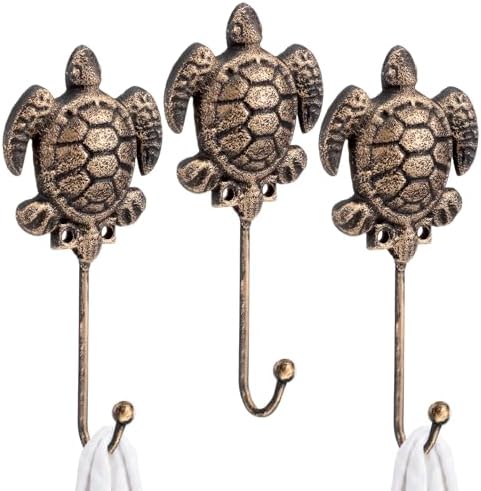 Hicarer 3 Pcs Sea Turtle Wall Hooks Cast Iron Hangers by Hicarer