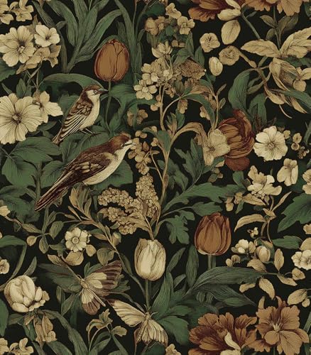 Erfoni Bird Floral Peel and Stick Wallpaper Vintage Contact Paper by Erfoni