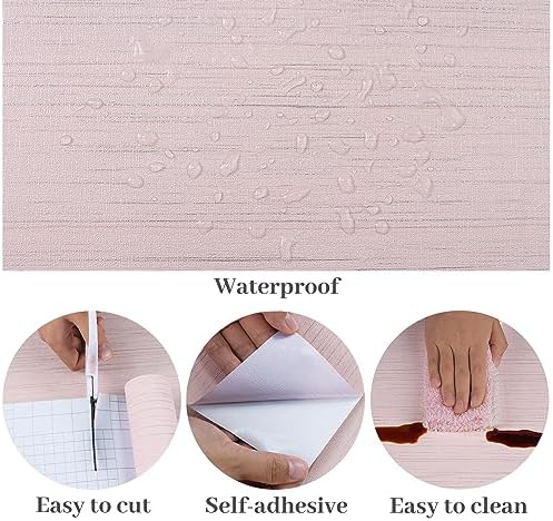 VaryPaper 32''x354'' Large Size Pink Grasscloth Wallpaper Peel and Stick - Image 6