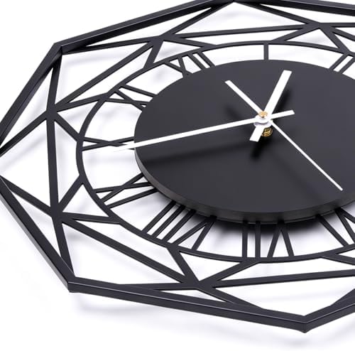 Large Modern Black Metal Decorative Wall Clock - Image 7