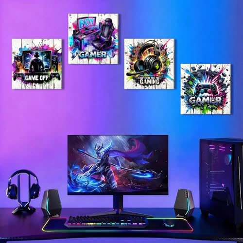 Gaming Wall Art Teen Boys Bedroom Decor Neon Game Accessories Poster Cool - Image 2