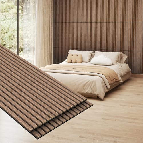 MISSDAY Wood Slat Acoustic Wall Panels, 2 Packs 47.2" x 23.6" Walnut Soundproof by MISSDAY