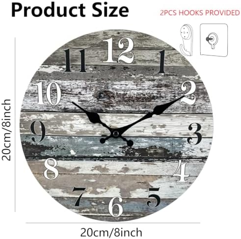 Small 8 Inch Wall Clock Battery Operated Silent Rustic Farmhouse - Image 3