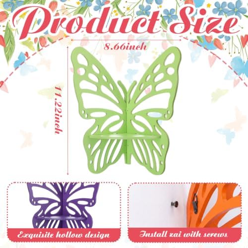 Novabright 3 Pcs Butterfly Floating Corner Shelves Butterfly Wall Mounted - Image 2