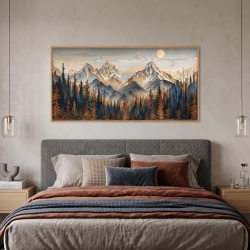 Rustic Pine Tree Mountain Framed Canvas Wall Art Set-40"x20"x1 - Image 4