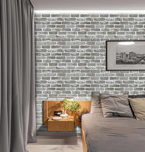 Timeet Grey Brick Wallpaper Peel and Stick Brick Wallpaper 17.7"×118.11" Self - Image 5