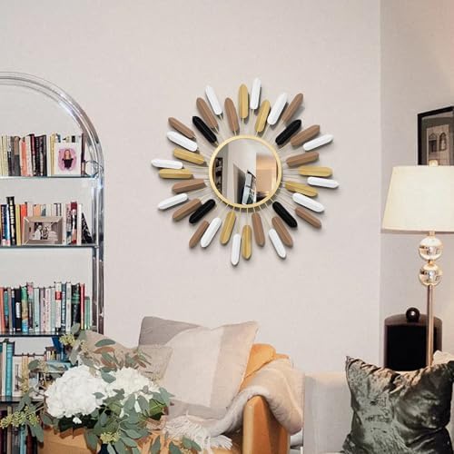24" Modern Wall Mirror Flower Design, Luxury Decorative Rustic Farmhouse Mirrors - Image 3