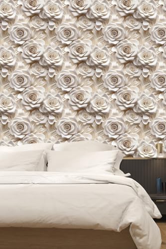 Peel and Stick Wallpaper Beige Rose Floral Accent - Image 5