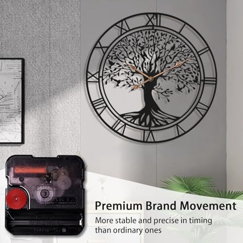 Dankeit Tree of Life Wall Clock, 24Inch Metal Black Family Tree Oversized Wall - Image 6