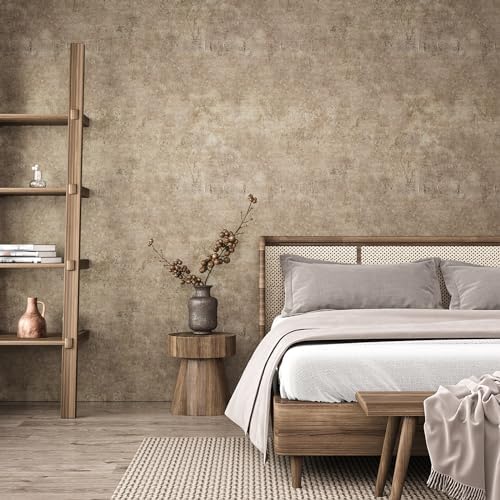VEELIKE Grunge Metallic Wallpaper Brown Concrete Wallpaper Peel and Stick - Image 3