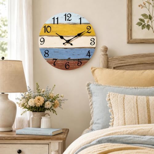 CHYLIN Wall Clock Silent Non-Ticking Battery Operated Colorful Retro - Image 7