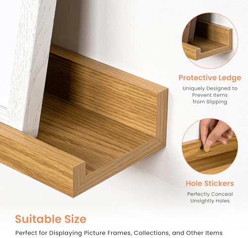 RICHFOCUS Picture Ledge Shelf, 24 inch Floating Shelves Set of 2, Wood Wall - Image 4