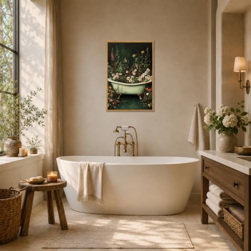 AtterrirArt Framed Vintage Bathroom Flower Canvas Wall Art 20 * 30inch - Image 6