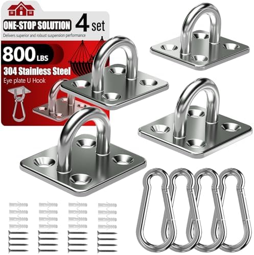 sprookber 304 Stainless Steel Pad Eye Snap Hook, M6 Ceiling Hook 800Lb by Sprookber