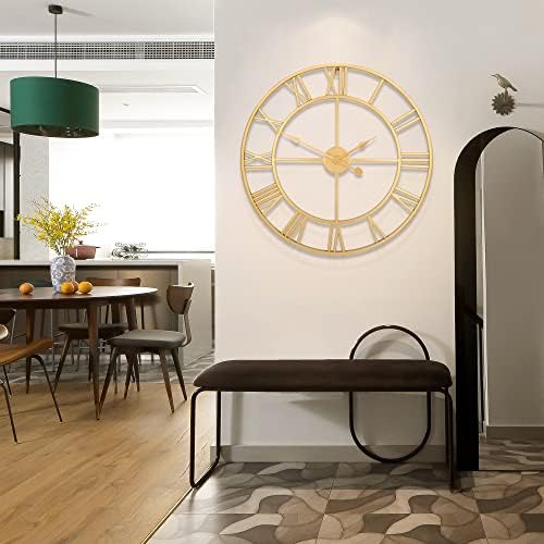1st owned Large Wall Clock Metal Retro Roman Numeral Clock, Modern Round Wall - Image 5