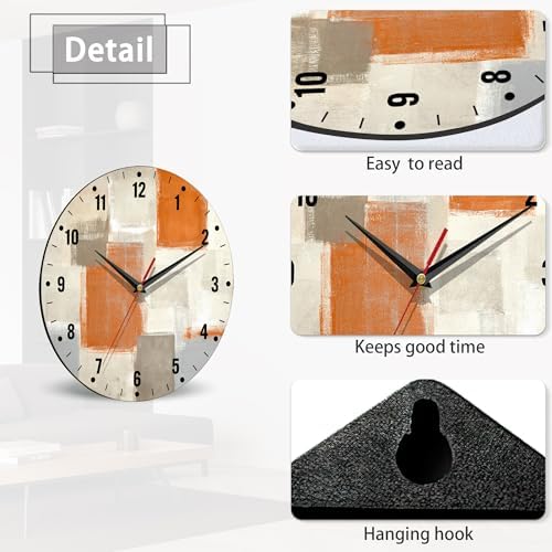 SPUNKER Clocks for Living Room, Abstract Painting Round Clock Silent - Image 4