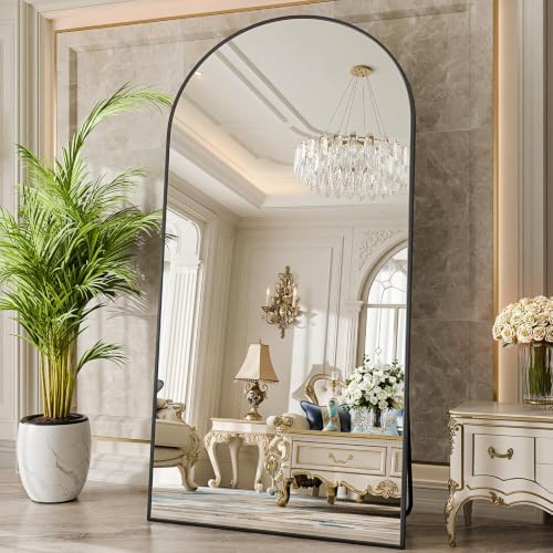 81"×41" Floor Mirror Full Length Arched Full Length Mirror Black by Unknown