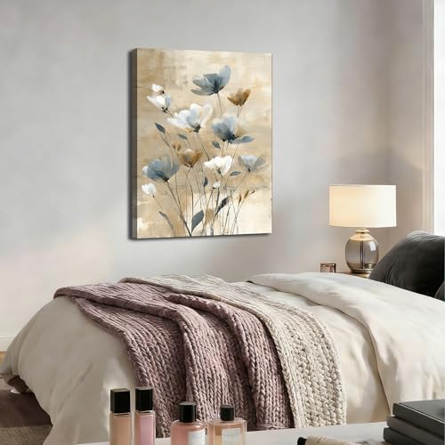 ZERILYN Ship Next Day Neutral Floral Wall Art Canvas Prints Abstract Flower - Image 5