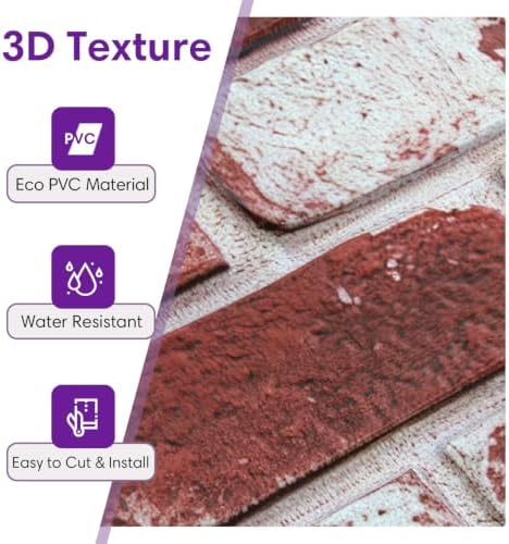 3D Peel and Stick Faux Brick Wall Panels 15.7" x 11.8" 10-Pack - Image 4