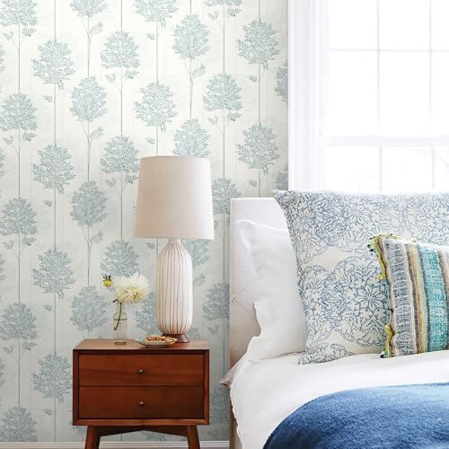 Vinjiasin Modern Tree Contact Paper Teel Blue Wallpaper Peel and Stick - Image 6