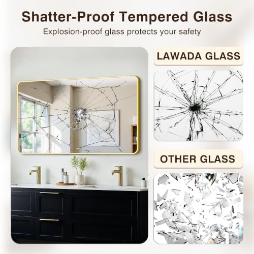 Vanity Bathroom Mirror, 50”x30” Gold Bathroom Mirror - Image 5