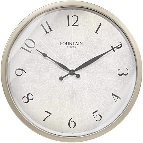 12" Silent Modern Farmhouse Wall Clock, Morning Silver by FountainDesigns