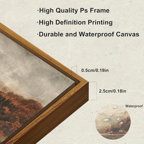 KBKBART Vintage Framed Wall Art Autumn Lake Scenery Forest Moody Paintings - Image 3