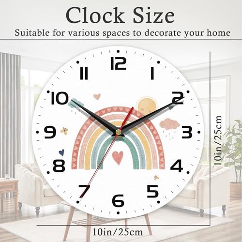 Wall Clock, 10 Inch Silent Non-Ticking Home Kitchen Decor, Battery Operated - Image 2