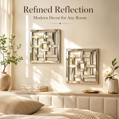 Square Decorative Wall Mirror 12 x 12 Inch, Modern Wall Mounted Accent Mirror - Image 6