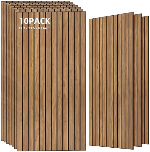 TO-TH Acoustic Panels Decorative Soundproof Wall Panel 10 Pack, Rustic Teak by TO-TH
